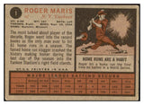 1962 Topps Baseball #001 Roger Maris Yankees VG-EX 522173