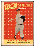 1958 Topps Baseball #487 Mickey Mantle A.S. Yankees EX-MT oc 522181