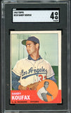 1963 Topps Baseball #210 Sandy Koufax Dodgers SGC 4 VG-EX 522245