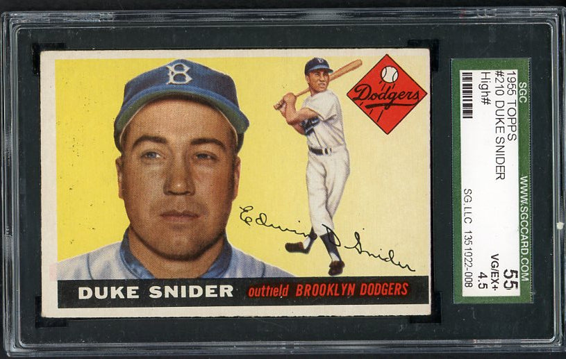 1955 Topps Baseball #210 Duke Snider Dodgers SGC 4.5 VG-EX+ 522261