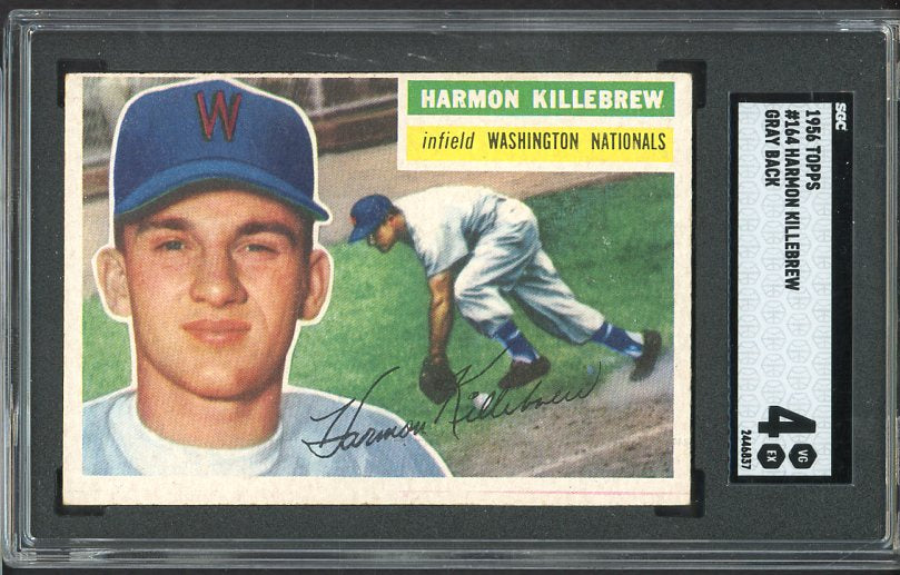 1956 Topps Baseball #164 Harmon Killebrew Senators SGC 4 VG-EX Gray 522262