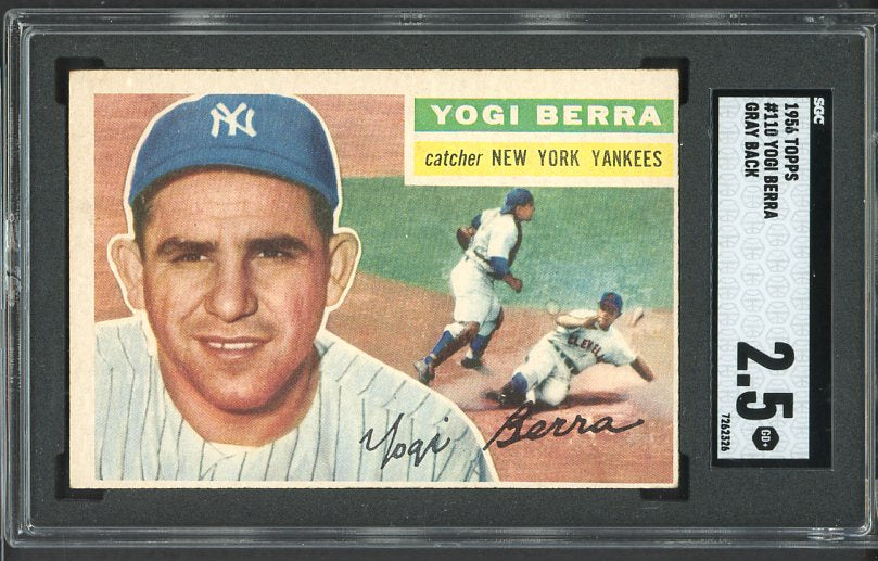 1956 Topps Baseball #110 Yogi Berra Yankees SGC 2.5 GD+ Gray 522263