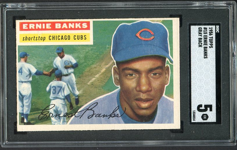 1956 Topps Baseball #015 Ernie Banks Cubs SGC 5 EX Gray 522269