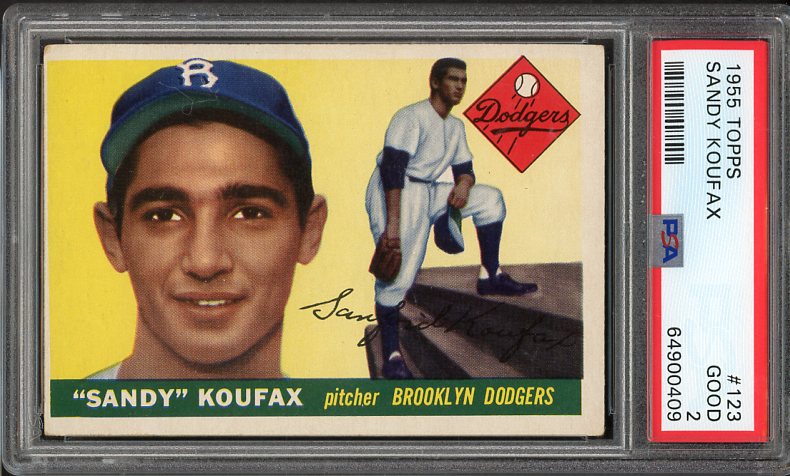 1955 Topps Baseball #123 Sandy Koufax Dodgers PSA 2 GD 522282