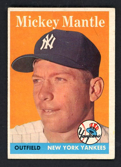 1958 Topps Baseball #150 Mickey Mantle Yankees GD residue back 522306