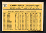 1963 Topps Baseball #320 Warren Spahn Braves VG-EX 522311