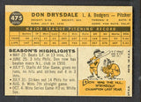 1960 Topps Baseball #475 Don Drysdale Dodgers VG-EX 522333