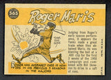 1960 Topps Baseball #565 Roger Maris A.S. Yankees EX 522338