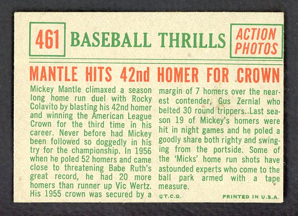 1959 Topps Baseball #461 Mickey Mantle IA Yankees VG-EX 522343