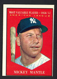 1961 Topps Baseball #475 Mickey Mantle MVP Yankees EX 522355