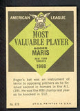 1961 Topps Baseball #478 Roger Maris MVP Yankees EX 522356