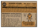 1960 Topps Baseball #445 Warren Spahn Braves EX-MT 522376