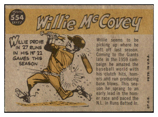 1960 Topps Baseball #554 Willie McCovey A.S. Giants EX-MT 522379