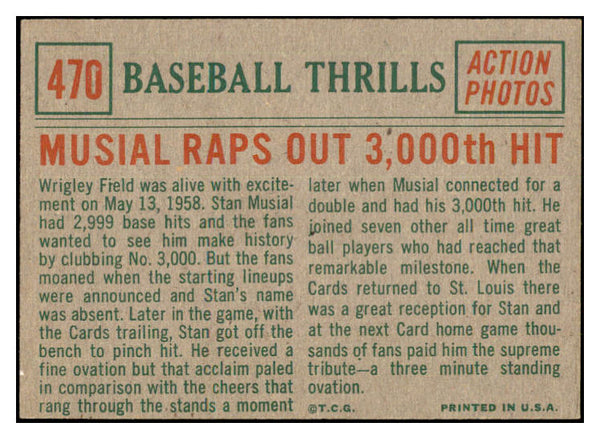 1959 Topps Baseball #470 Stan Musial IA Cardinals EX-MT 522388