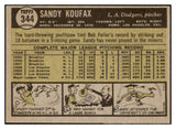 1961 Topps Baseball #344 Sandy Koufax Dodgers EX 522407