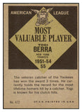 1961 Topps Baseball #472 Yogi Berra MVP Yankees VG-EX 522408