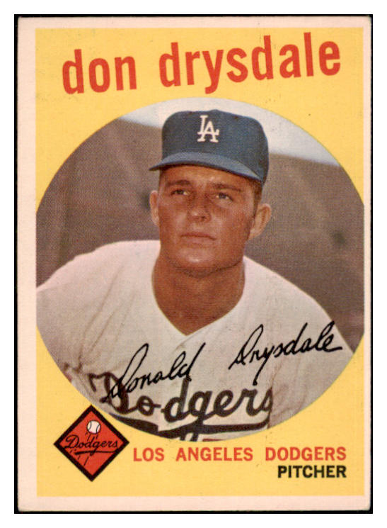 1959 Topps Baseball #387 Don Drysdale Dodgers EX 522422