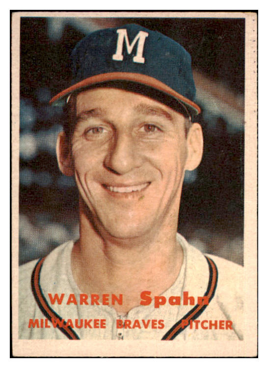 1957 Topps Baseball #090 Warren Spahn Braves EX 522425