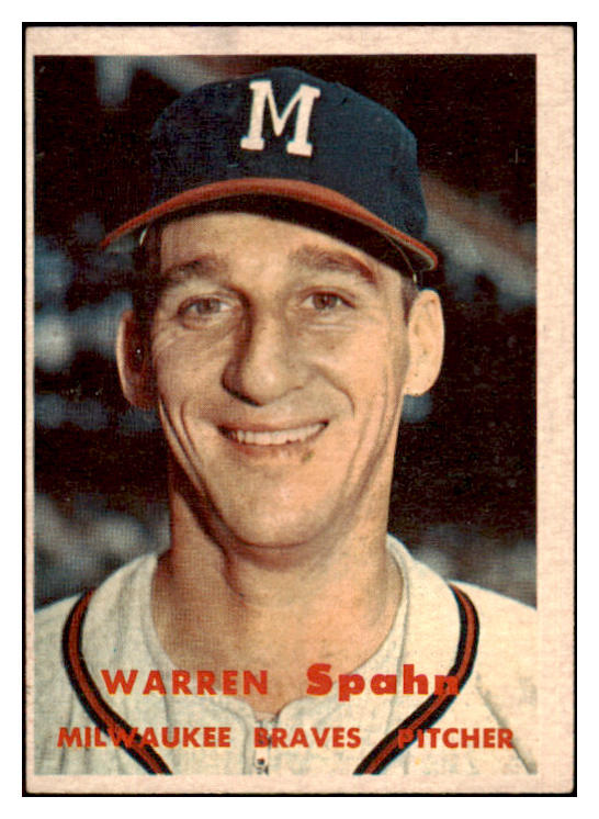 1957 Topps Baseball #090 Warren Spahn Braves EX-MT 522431