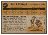 1960 Topps Baseball #475 Don Drysdale Dodgers EX-MT 522452