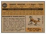 1960 Topps Baseball #343 Sandy Koufax Dodgers EX-MT 522458