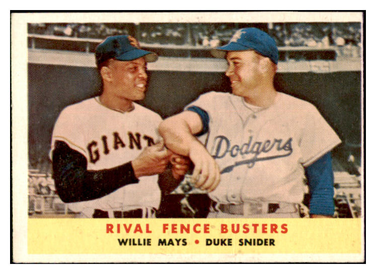 1958 Topps Baseball #436 Willie Mays Duke Snider EX+/EX-MT 522475