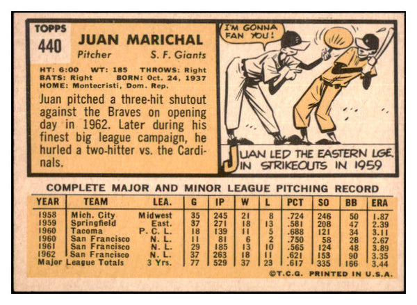 1963 Topps Baseball #440 Juan Marichal Giants EX-MT 522496
