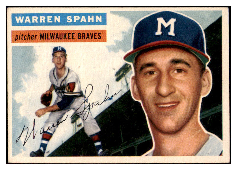 1956 Topps Baseball #010 Warren Spahn Braves EX+/EX-MT White 522563