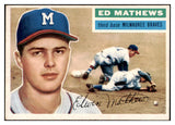 1956 Topps Baseball #107 Eddie Mathews Braves EX-MT White 522577