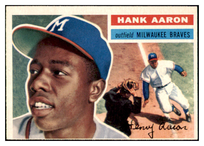 1956 Topps Baseball #031 Hank Aaron Braves EX-MT mc Gray 522580