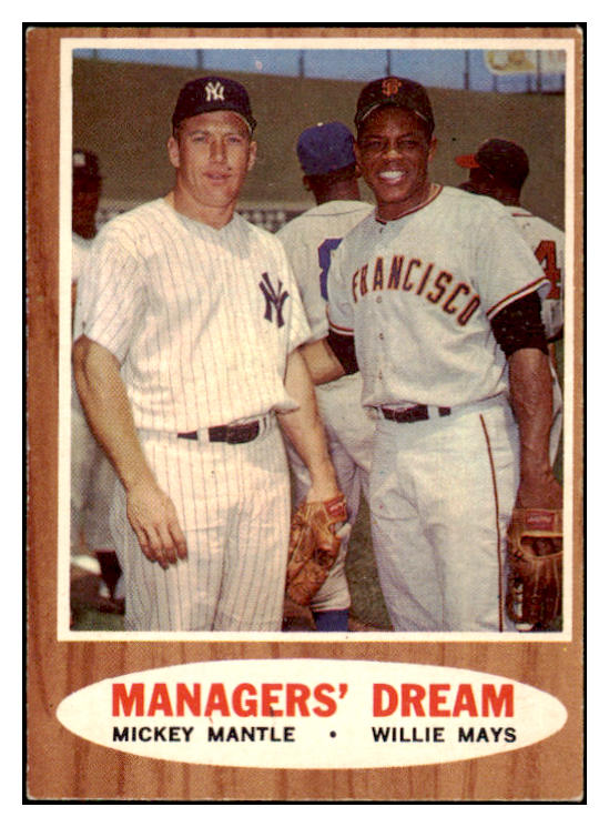 1962 Topps Baseball #018 Mickey Mantle Willie Mays EX+/EX-MT 522629