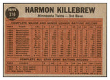 1962 Topps Baseball #316 Harmon Killebrew IA Twins EX+/EX-MT 522632