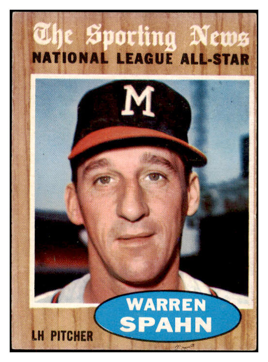 1962 Topps Baseball #399 Warren Spahn A.S. Braves EX 522637