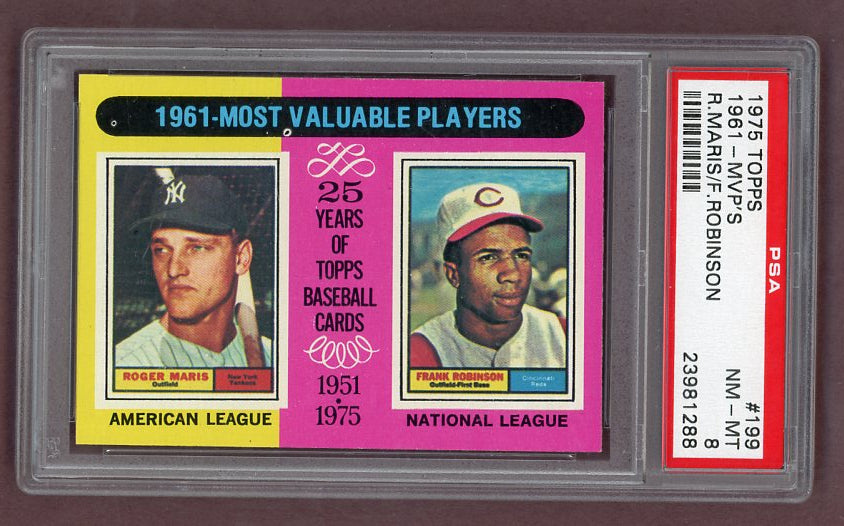 1975 Topps Baseball #199 Frank Robinson Roger Maris PSA 8 NM/MT 522686