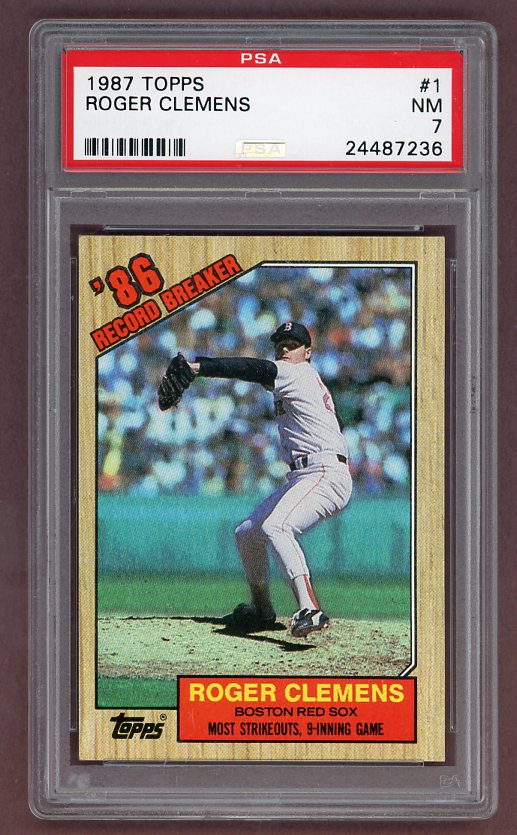 1987 Topps #001 Roger Clemens RB Red Sox PSA 7 NM 522688