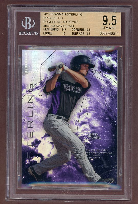 2014 Bowman Sterling #028 David Dahl Rockies BVG 9.5 GEM MINT Purple 522695