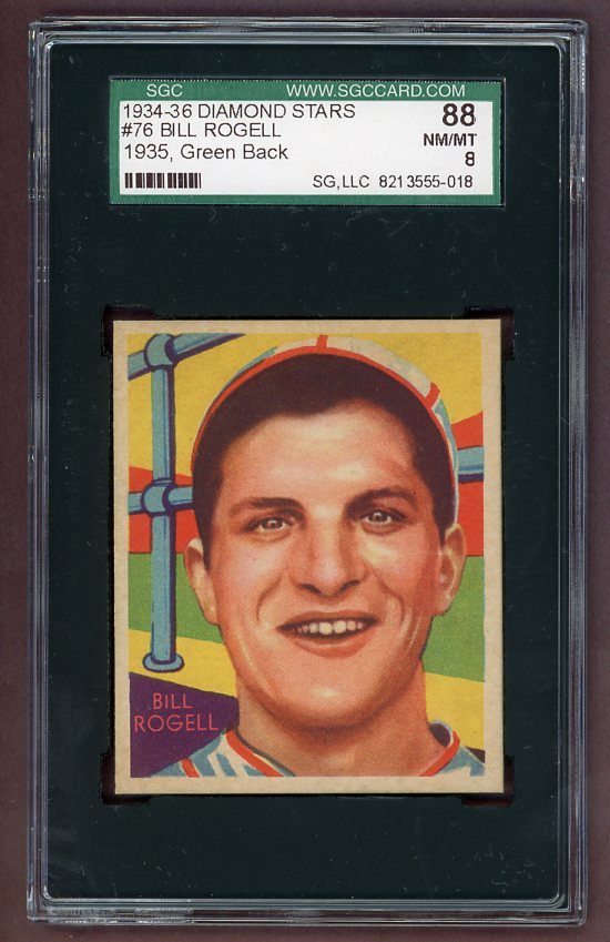 1934-36 Diamond Stars #076 Bill Rogell Tigers SGC 8 NM/MT 522707