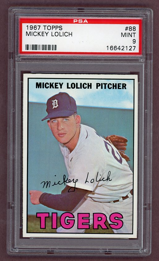 1967 Topps Baseball #088 Mickey Lolich Tigers PSA 9 MINT 522710