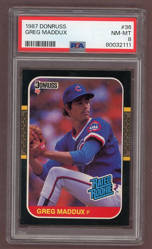 1987 Donruss #036 Greg Maddux Cubs PSA 8 NM/MT 522718