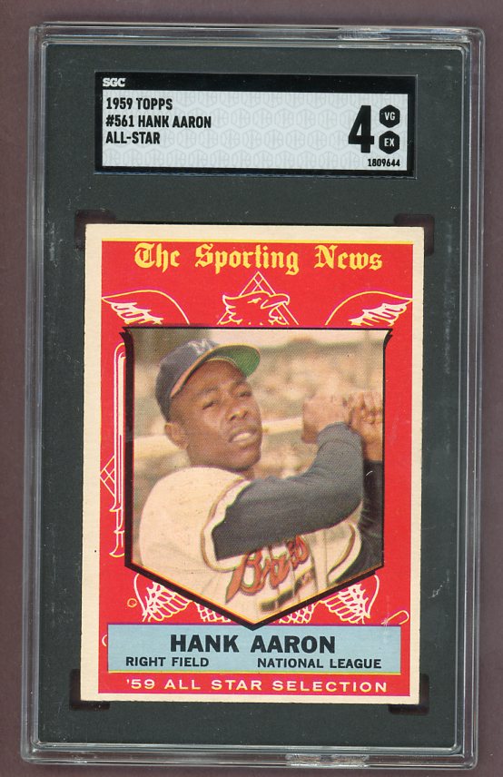 1959 Topps Baseball #561 Hank Aaron A.S. Braves SGC 4 VG-EX 522739