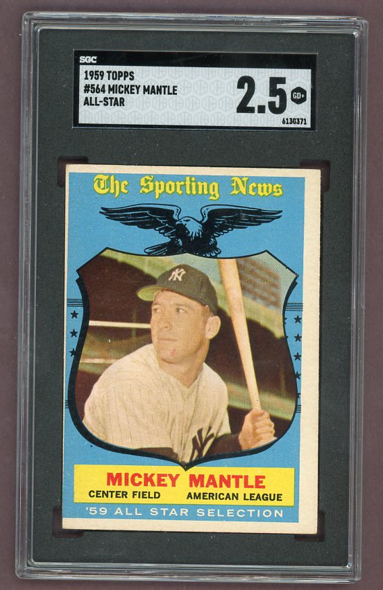 1959 Topps Baseball #564 Mickey Mantle A.S. Yankees SGC 2.5 GD+ 522740