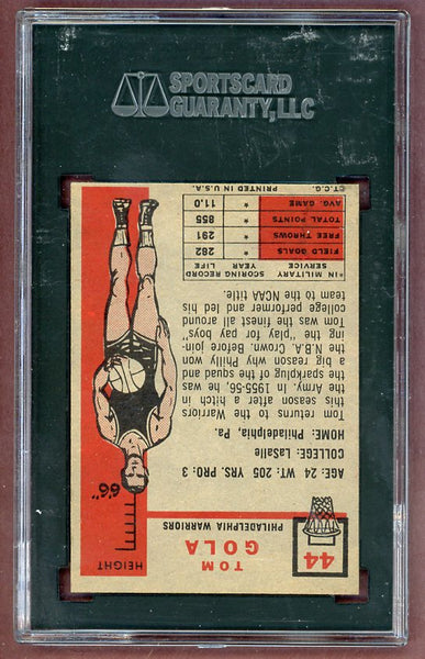 1957 Topps Basketball #044 Tom Gola Warriors SGC 3 VG 522753