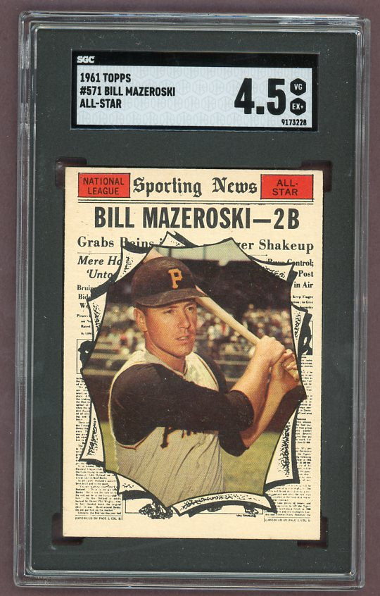 1961 Topps Baseball #571 Bill Mazeroski A.S. Pirates SGC 4.5 VG-EX+ 522768