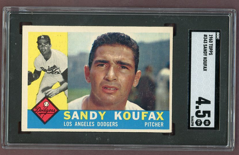 1960 Topps Baseball #343 Sandy Koufax Dodgers SGC 4.5 VG-EX+ 522774