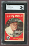 1959 Topps Baseball #010 Mickey Mantle Yankees SGC 3 VG 522784