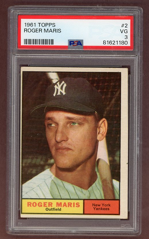 1961 Topps Baseball #002 Roger Maris Yankees PSA 3 VG 522785