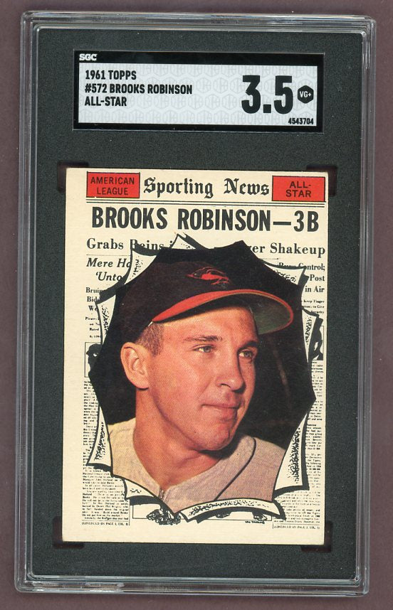 1961 Topps Baseball #572 Brooks Robinson A.S. Orioles SGC 3.5 VG+ 522788