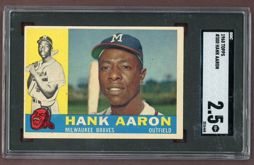 1960 Topps Baseball #300 Hank Aaron Braves SGC 2.5 GD+ 522797