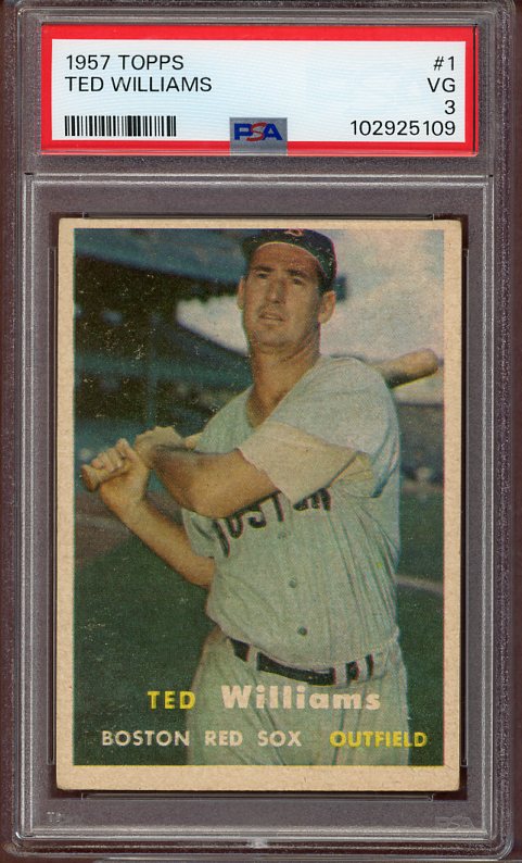 1957 Topps Baseball #001 Ted Williams Red Sox PSA 3 VG 522822