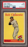 1958 Topps Baseball #052 Roberto Clemente Pirates PSA 2 GD Yellow Letter 522835